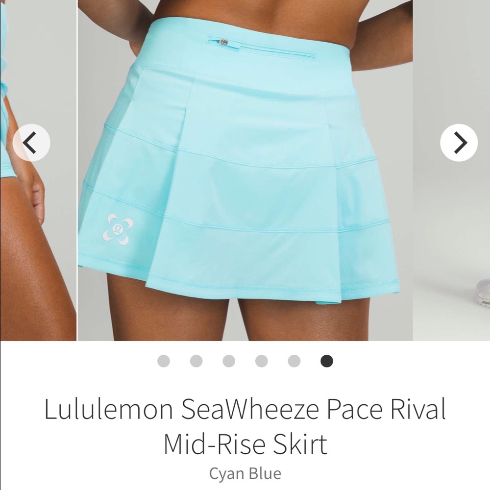 NWT Lululemon SeaWheeze Pace Rival Mid-Rise Skirt in Cyan Blue
